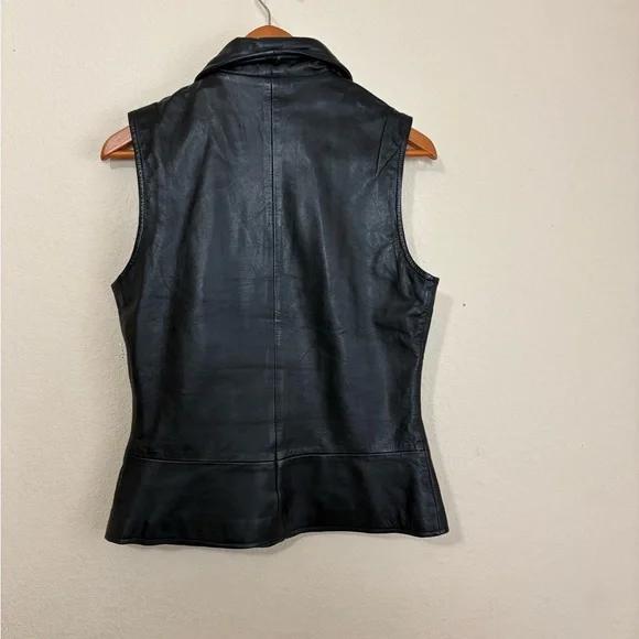 Vintage Saguaro West Black Leather Collared Zip Up Vest for Women Size Small - Picture 6 of 14